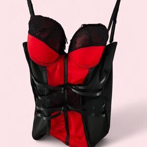 Redblack corset top with lace